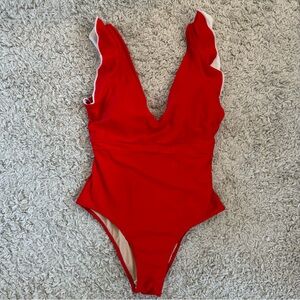 Red one piece swimsuit